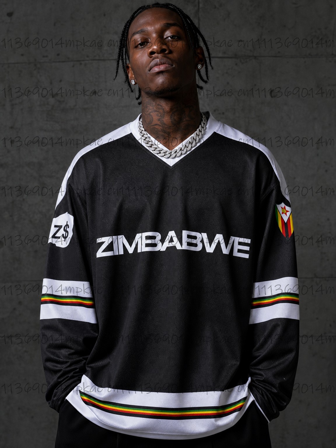 Men'S Spring Fashion - Men's Zimbabwe Printed V-Neck Long-Sleeve T-Shirt,