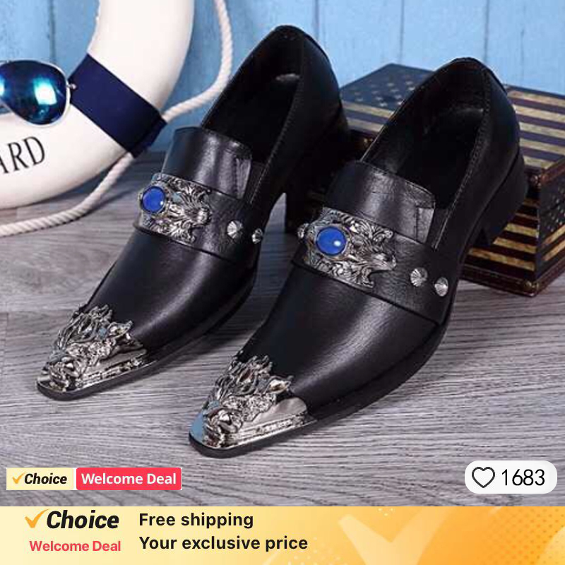 Oxford Shoes Brogue - Men's Shoes Italian Style Pointed Metal