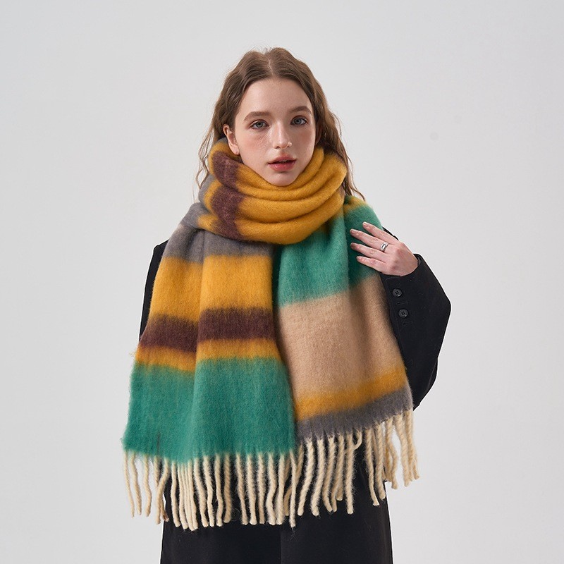 New Winter Rainbow Plaid Brush - đánh giá và giá Mens Fashion Poncho
