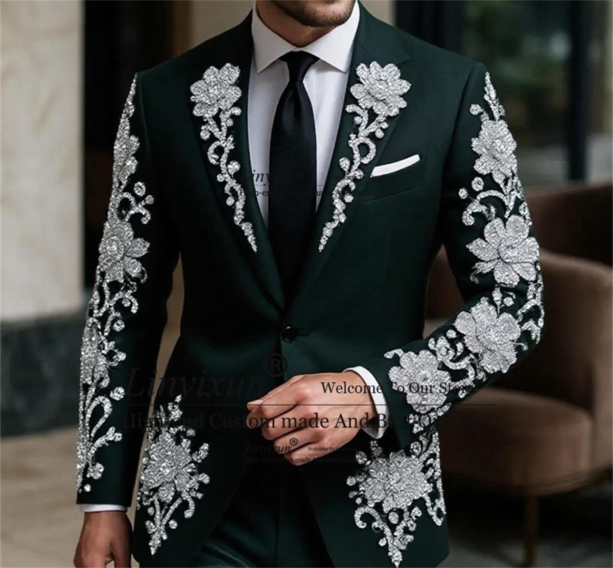 Fashion Crystals Floar Men Sui - đánh giá và giá Mens Fashion Trajes
