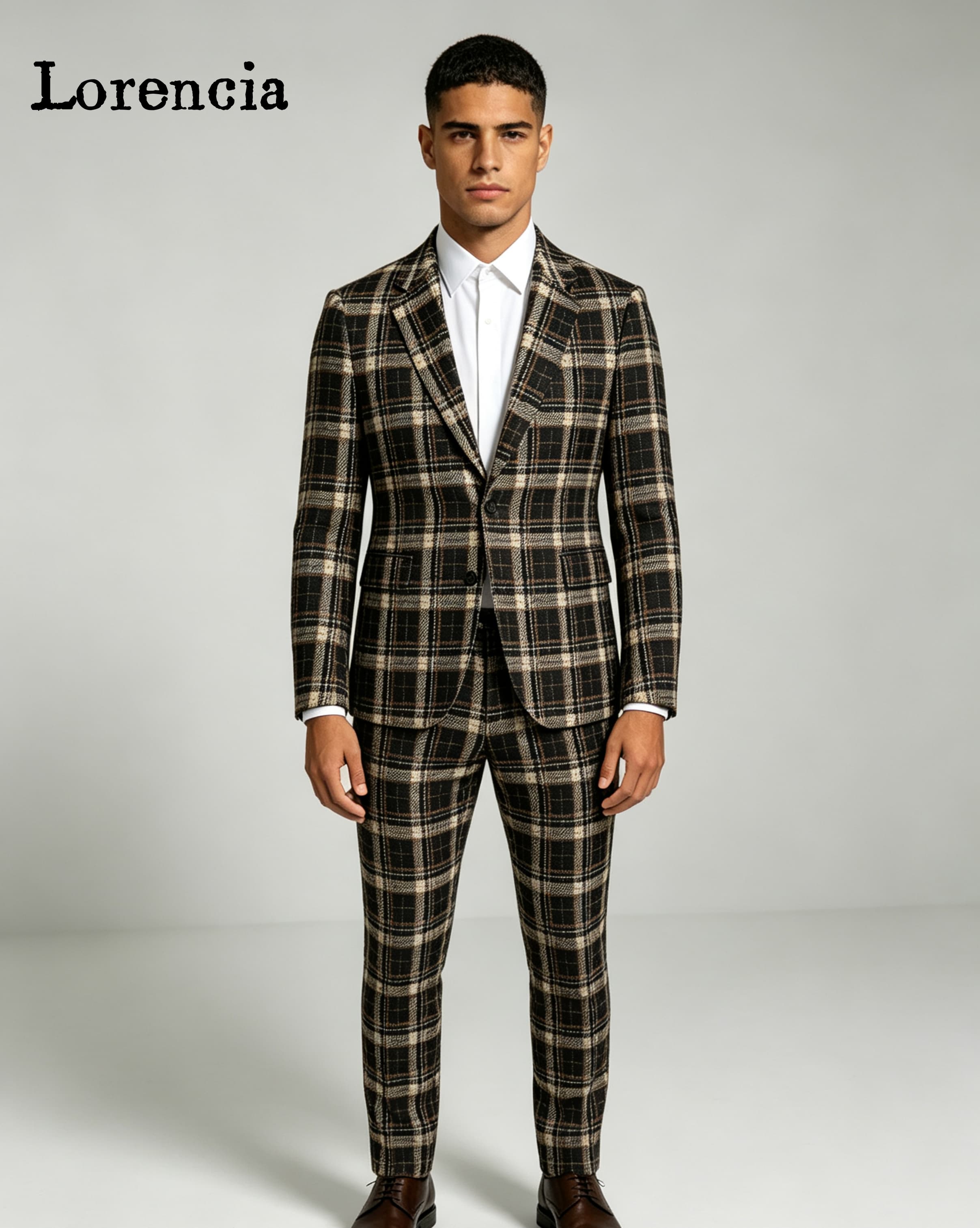 Fashion Plaid Men Suits Notch  - đánh giá và giá Mens Fashion Trajes