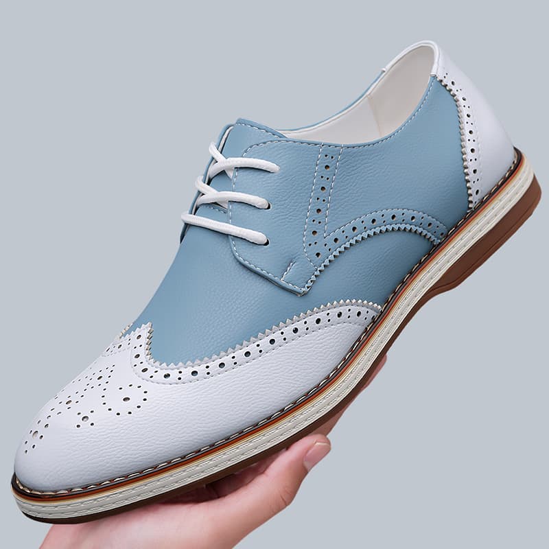 Mens White Blue Two Tone Brogu - đánh giá và giá Oxford Shoes Brogue