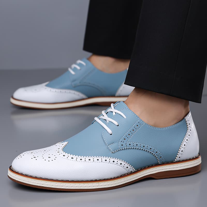 Mens White Blue Two Tone Brogu - đánh giá và giá Oxford Shoes Brogue