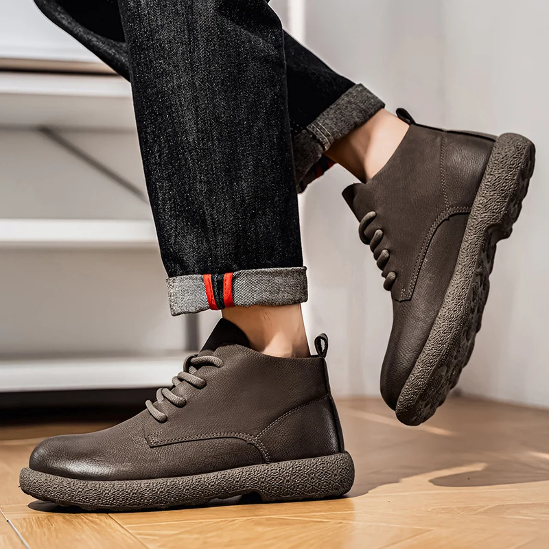 Men Ankle Boots Brown Short Bo - đánh giá và giá Men'S Fashion Footwear