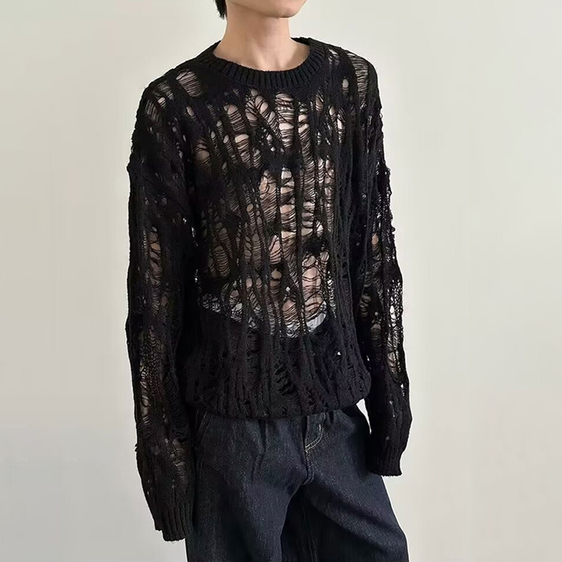 Vintage Ripped Hollow Out Mesh - đánh giá và giá Mens Fashion Mullet