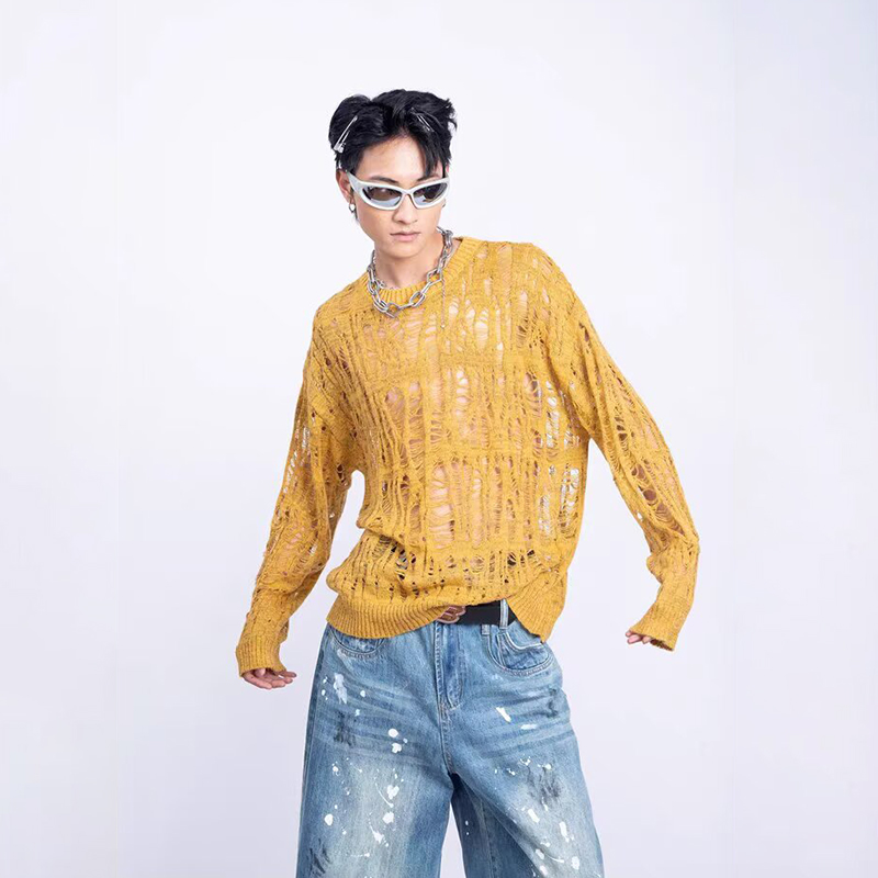 Vintage Ripped Hollow Out Mesh - đánh giá và giá Mens Fashion Mullet