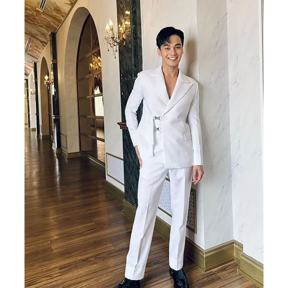 Chic White High-quality Men Su - đánh giá và giá Mens Fashion Trajes