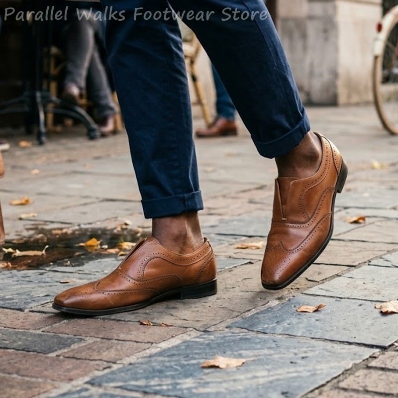 Mens Brown Leather Brogue Shoe - đánh giá và giá Oxford Shoes Brogue