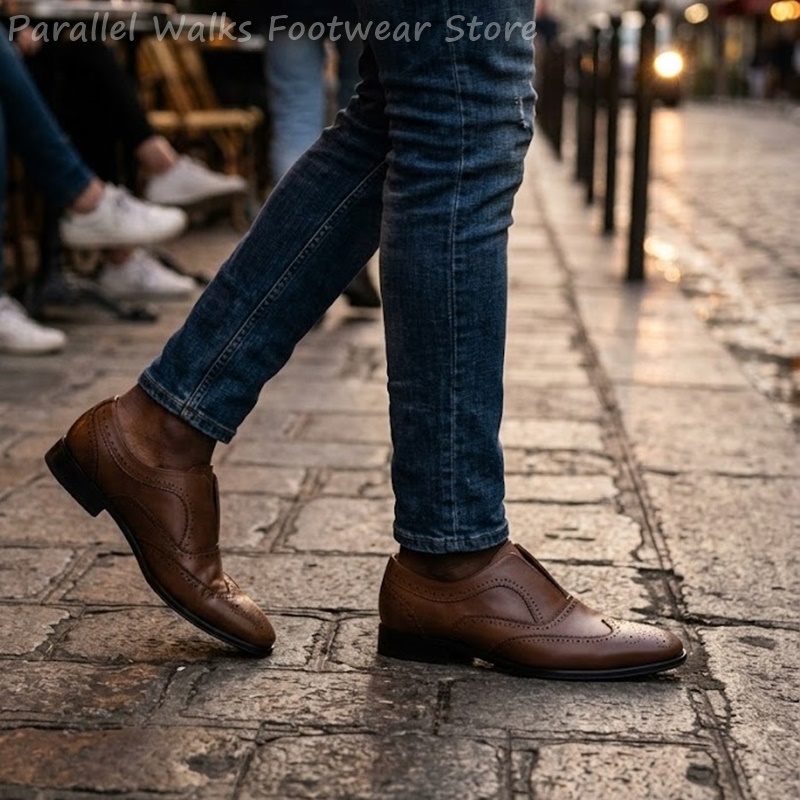 Mens Brown Leather Brogue Shoe - đánh giá và giá Oxford Shoes Brogue