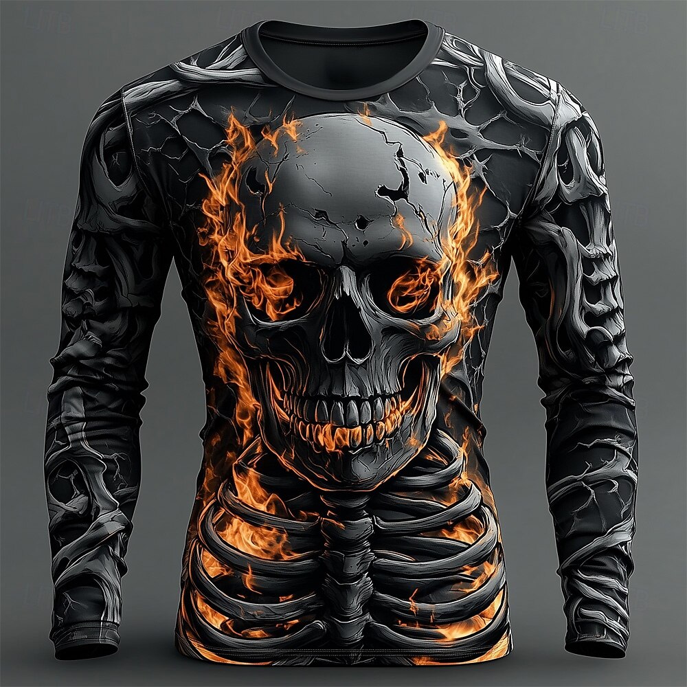 Men's 3D Flame Skull Pattern T - đánh giá và giá Men'S Spring Fashion