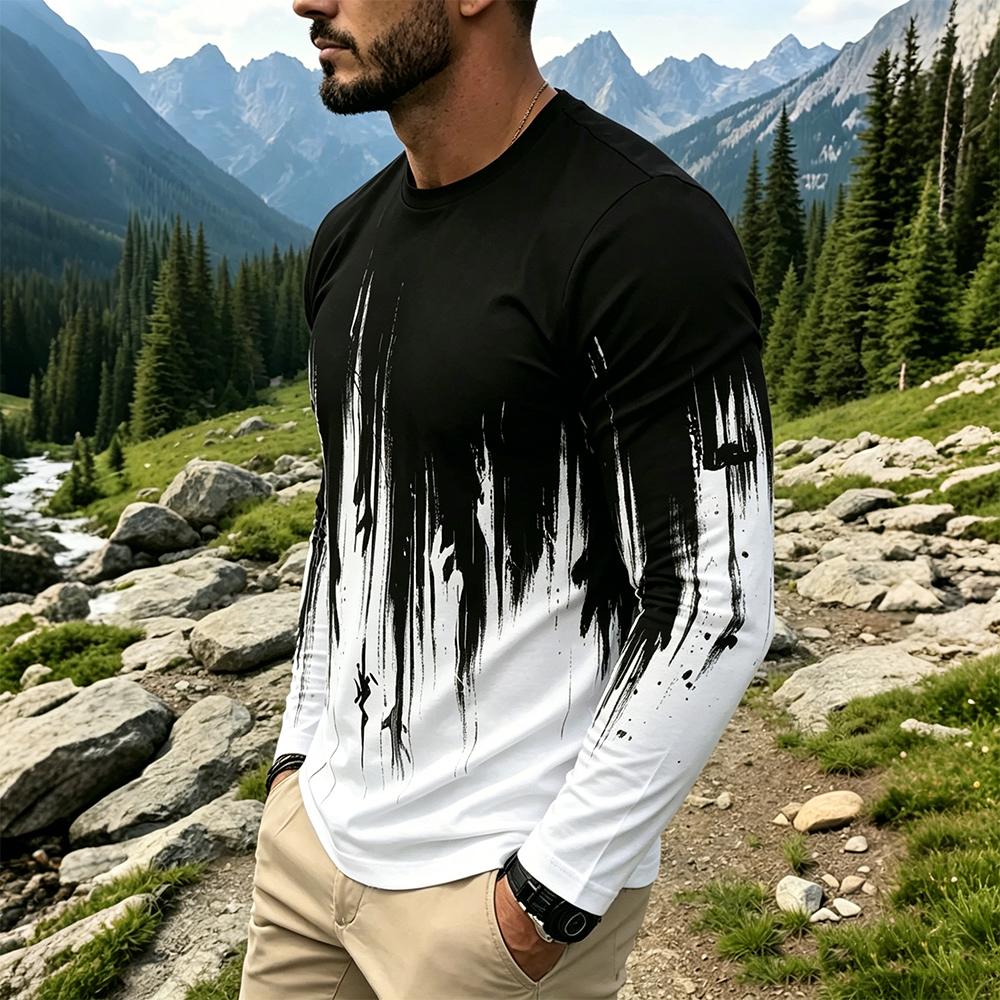 Men's Gradient Ink Splash Long - đánh giá và giá Men'S Spring Fashion